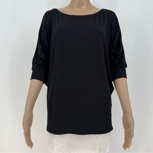 White Birch Top Womens Black With 3/4 Dolman Sleeve Batwing Sleeve Soft Feel NEW